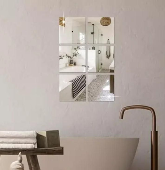 4 Square 3D Mirror Wall Sticker